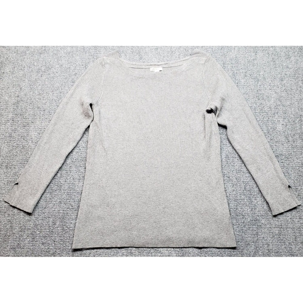Cato Sweater Womens L V Gray Heather Round Neck Long Sleeve Solid Pullover New